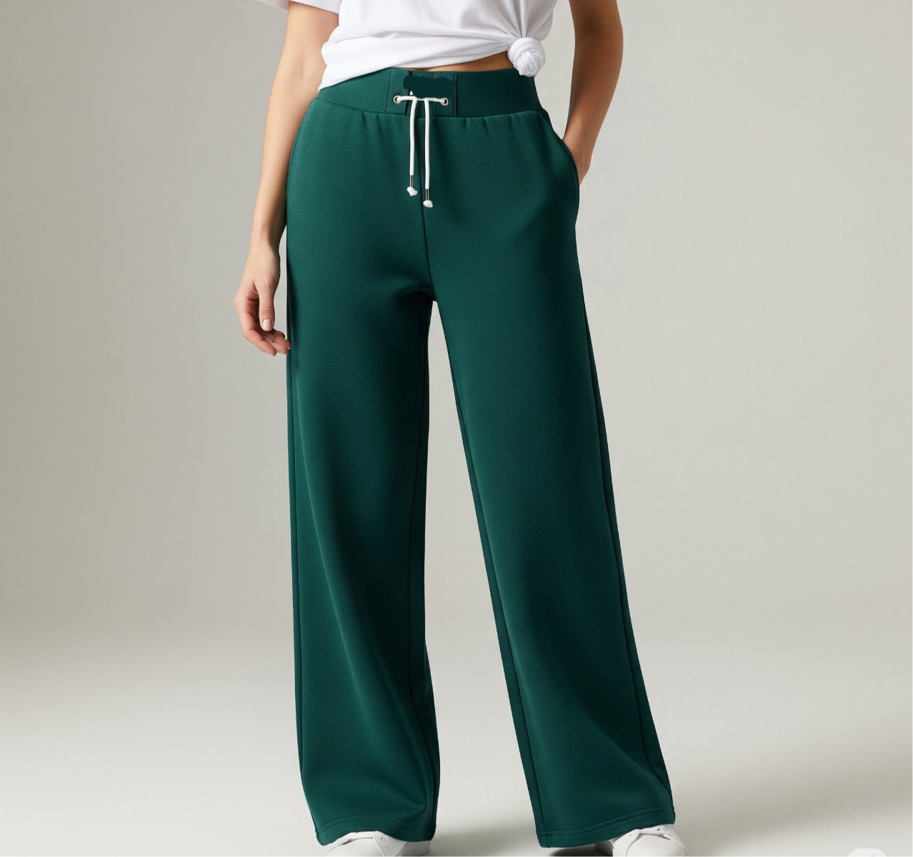 Wide Leg Sweatpants - Petroleum Green