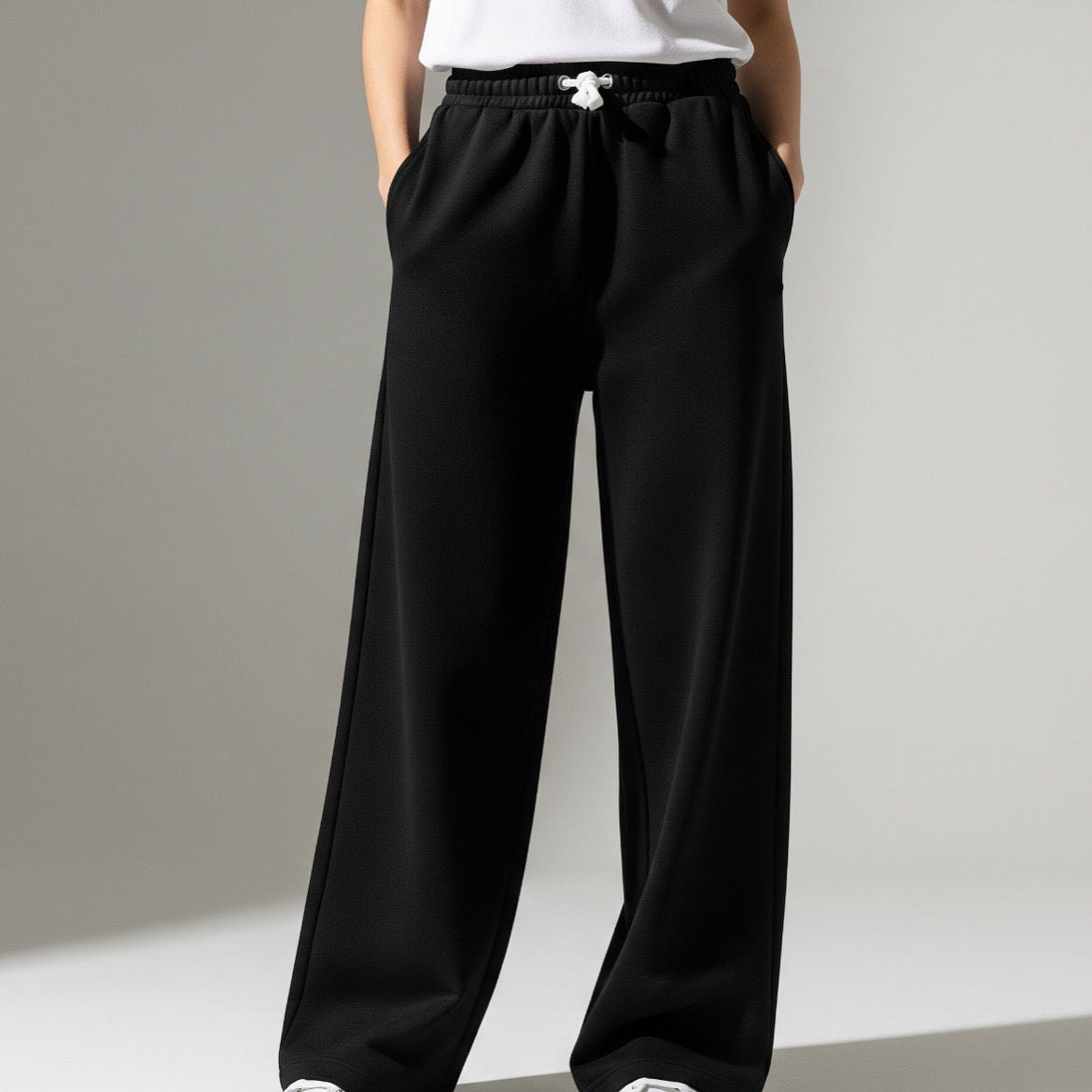 Wide Leg Sweatpants - Black