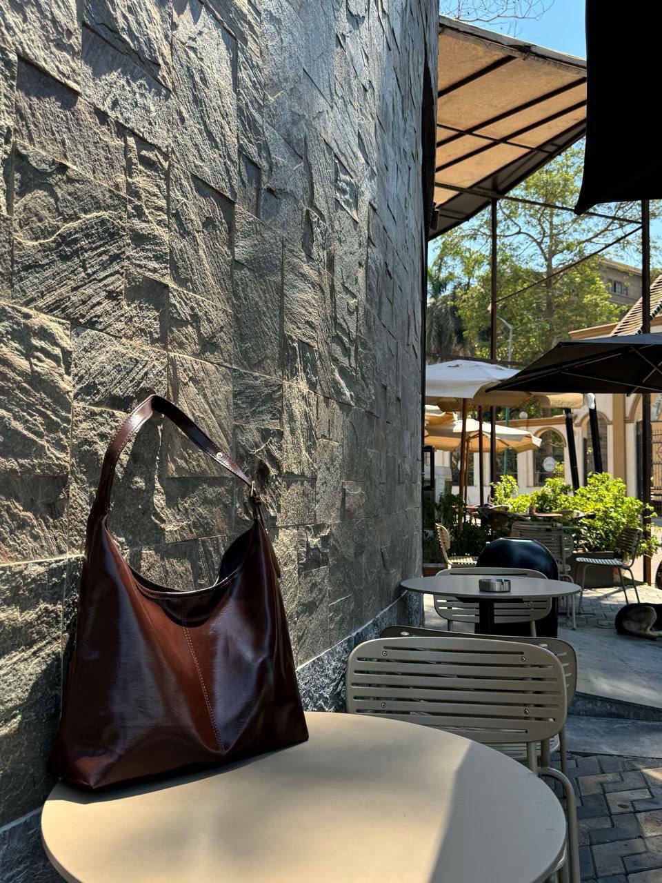 ELLA Strapped Tote - Brown - Ella