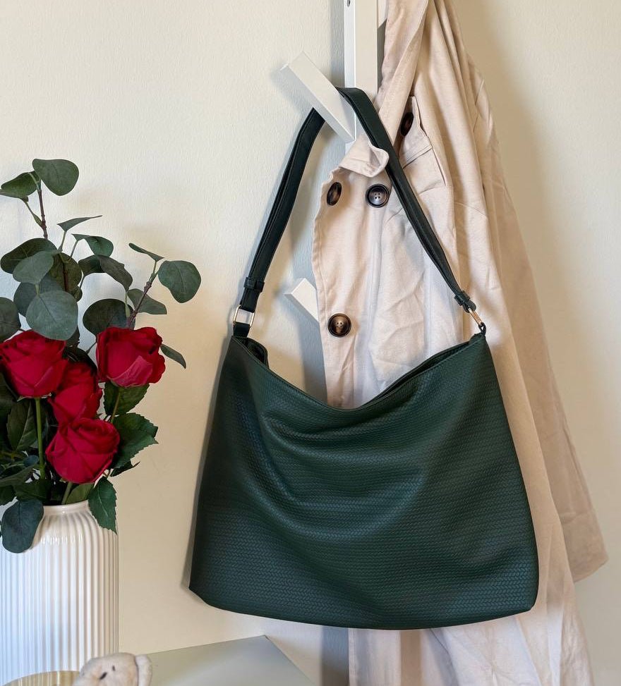 Scaled Leather Tote - Royal Green - Ella