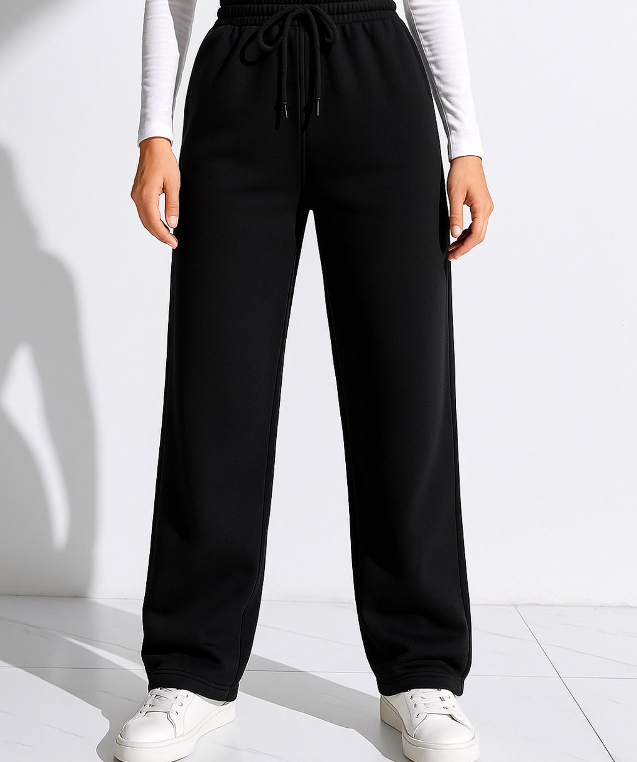 Wide Leg Sweatpants - Black - Ella