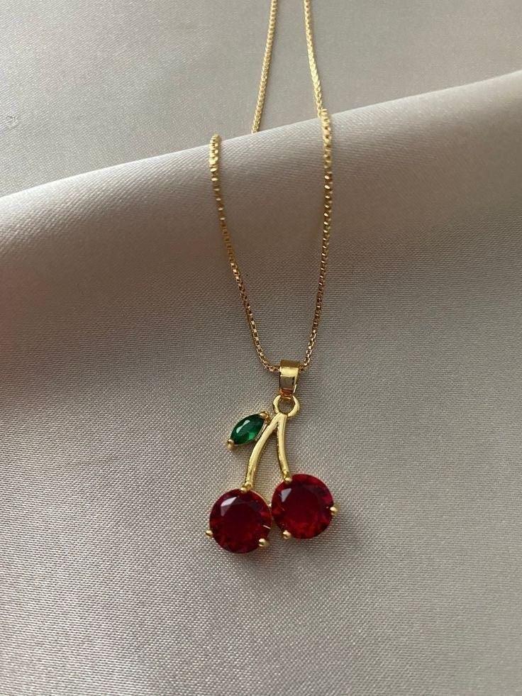 Cherry Gold Plated Necklace - Ella