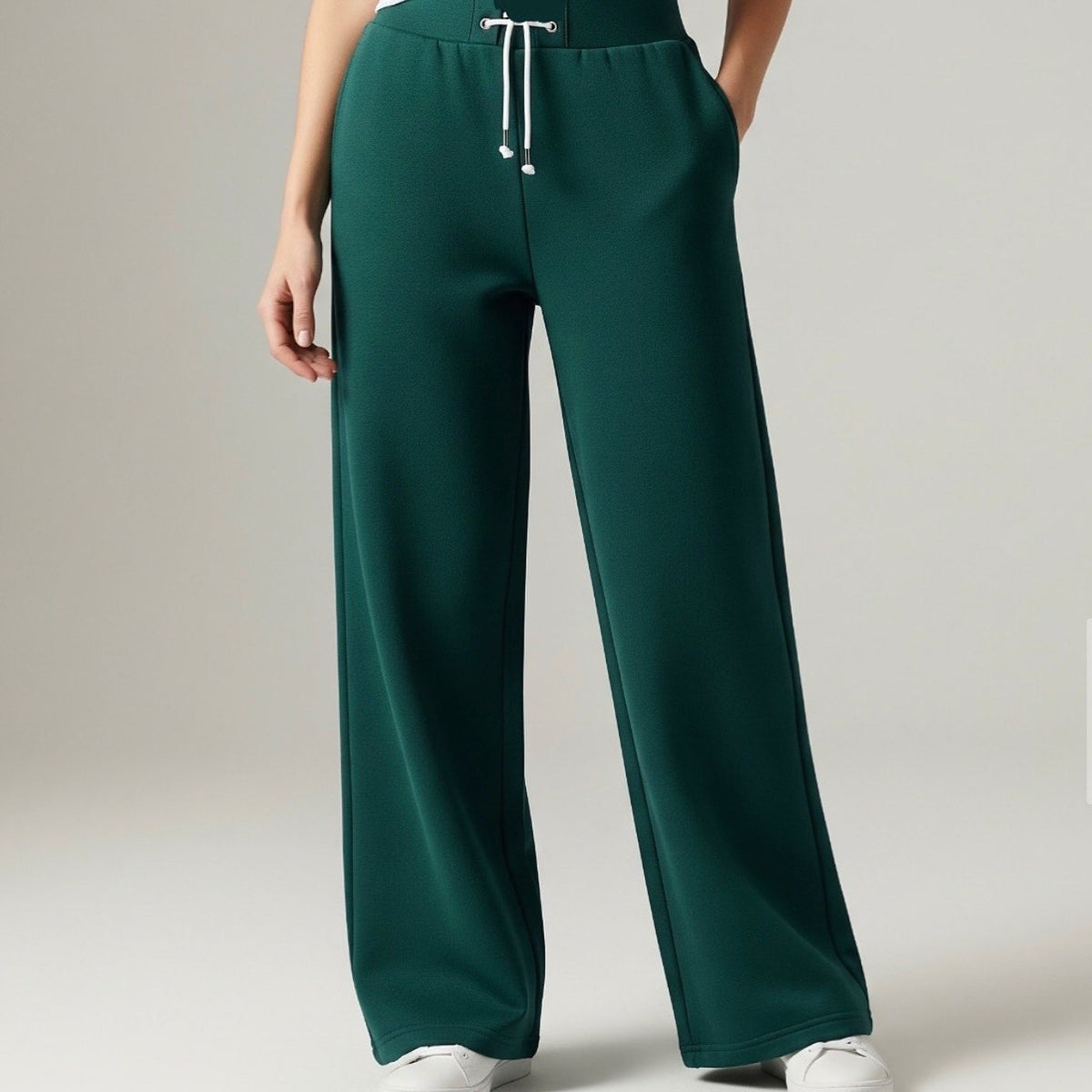 Wide Leg Sweatpants - Petroleum Green