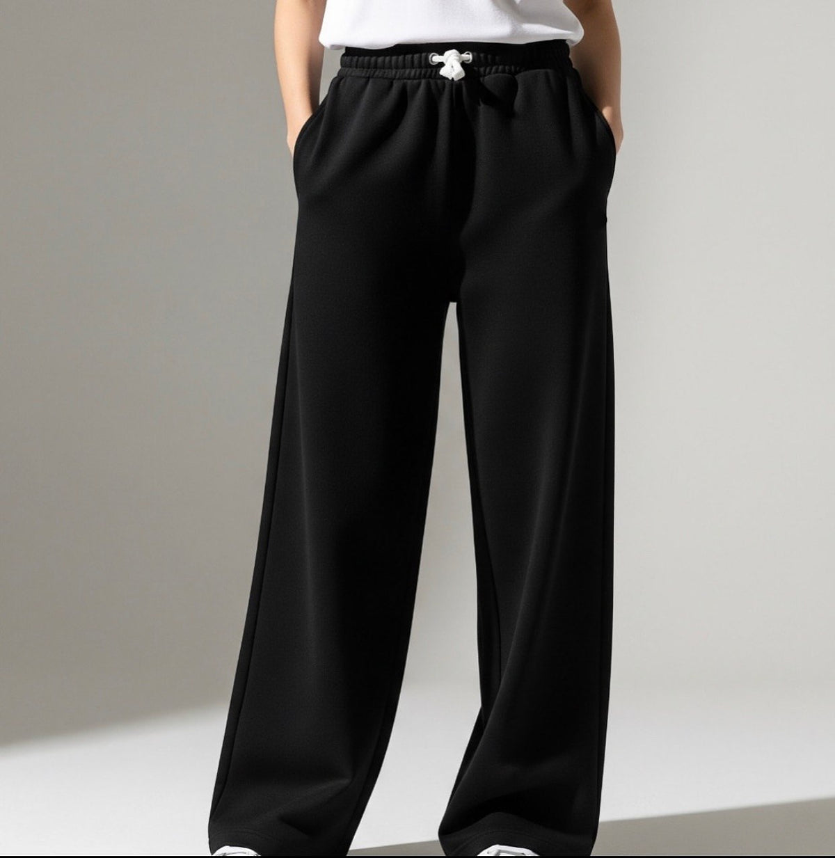 Wide Leg Sweatpants - Black