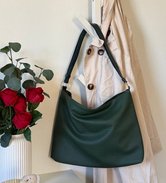 Scaled Leather Tote - Royal Green - Ella