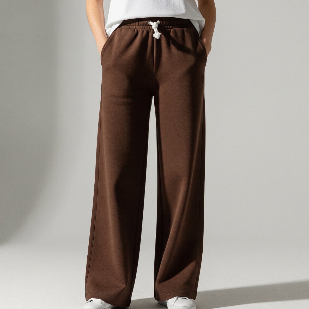 Wide Leg Sweatpants - Brown - Ella