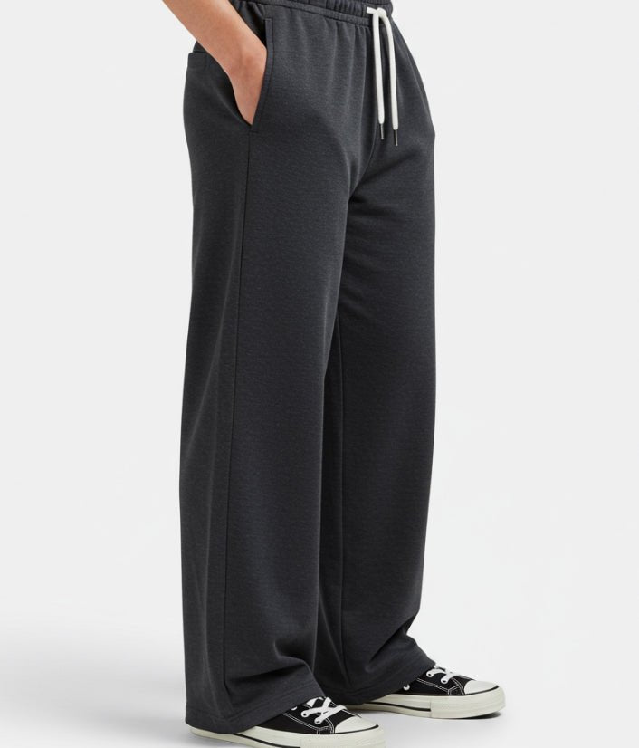 Wide Leg Sweatpants - Dark Gray - Ella