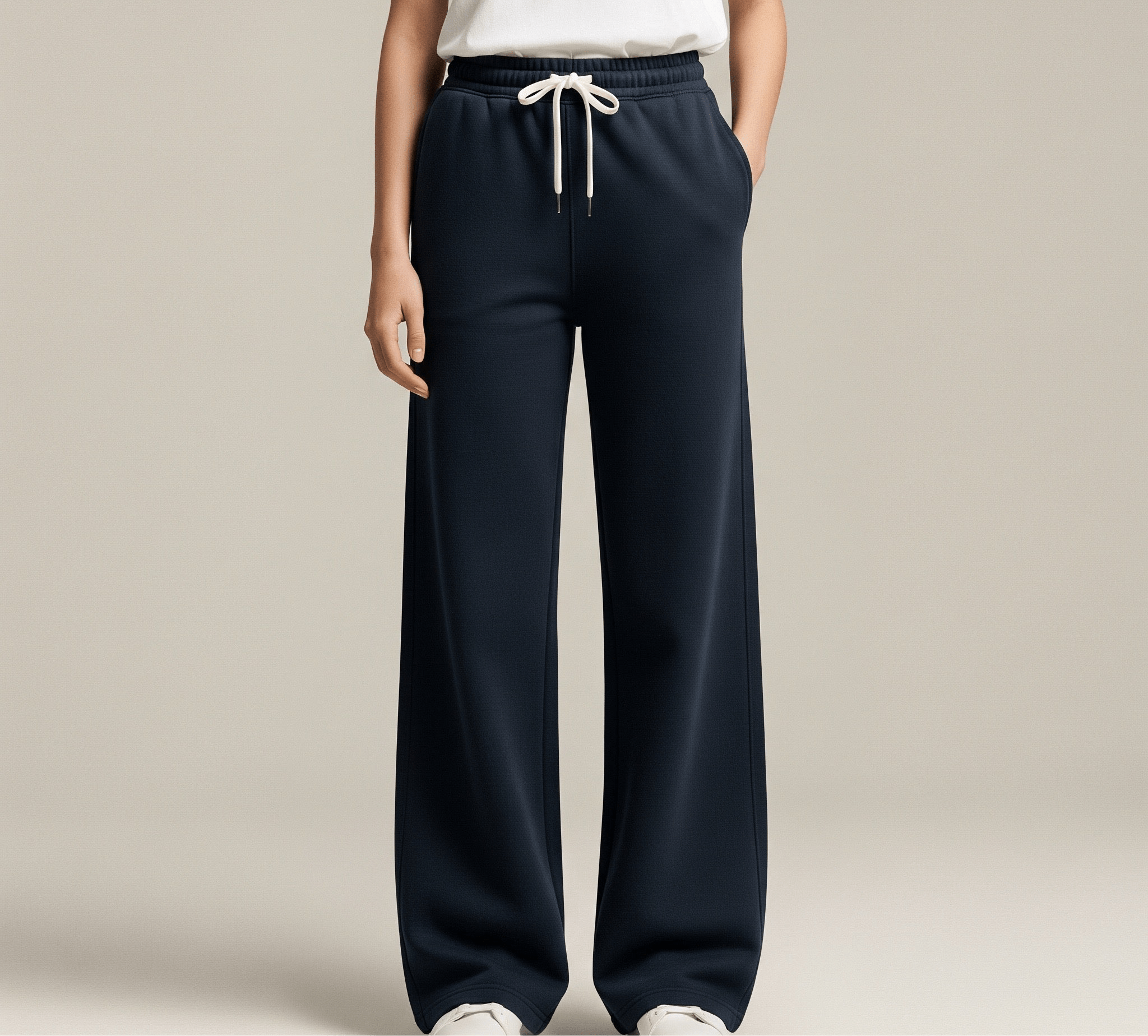 Wide Leg Sweatpants - Deep Navy Blue - Ella