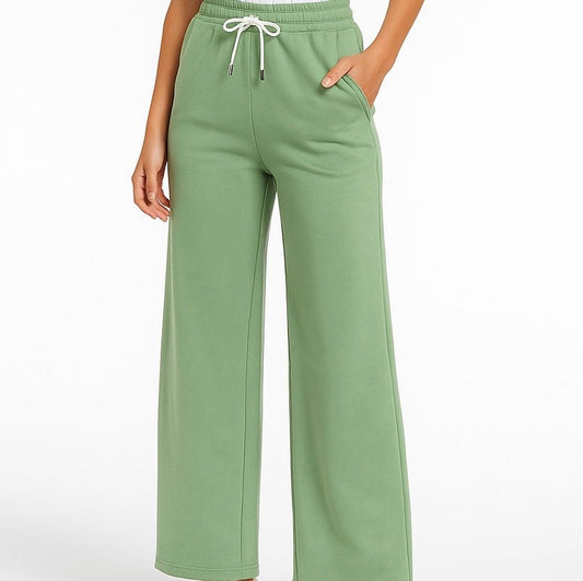 Wide Leg Sweatpants - Mint Green - Ella