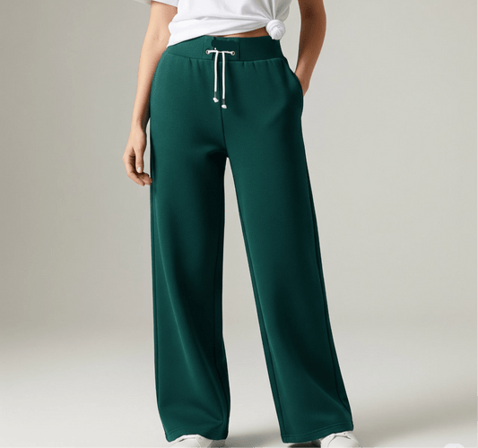 Wide Leg Sweatpants - Petroleum Green - Ella